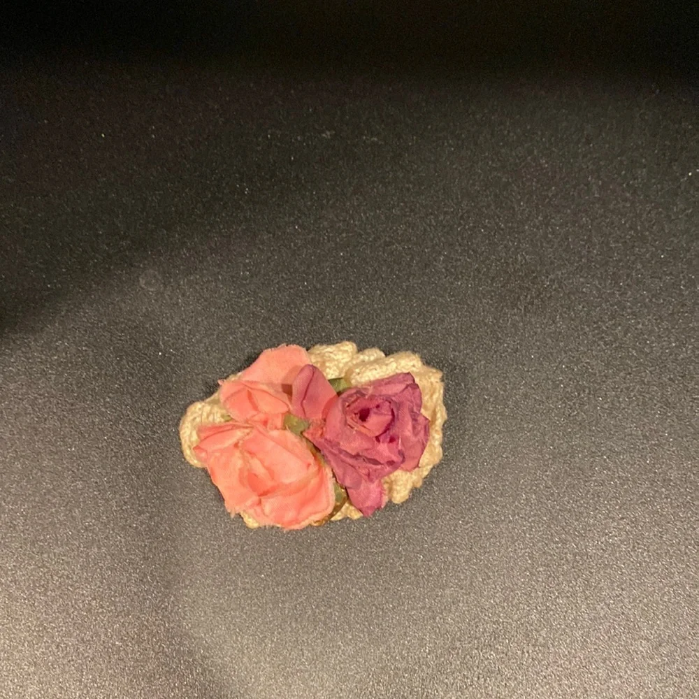 Vintage rose crochet barrette